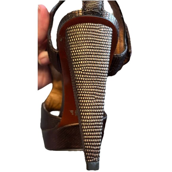 Anthropologie No 704b Vanya Brown Leather Python T Ankle Strap Pumps Shoes 5.5 - Picture 5 of 9